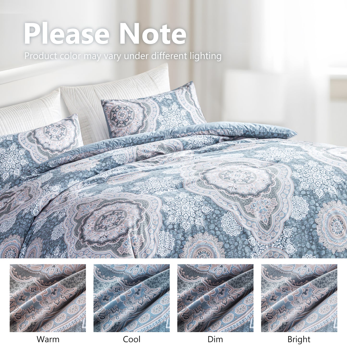 Captiva Designs 100% Cotton Printed Comforter Set, Floral Pattern Bedding with Microfiber Fill, Soft, Lightweight and Breathable