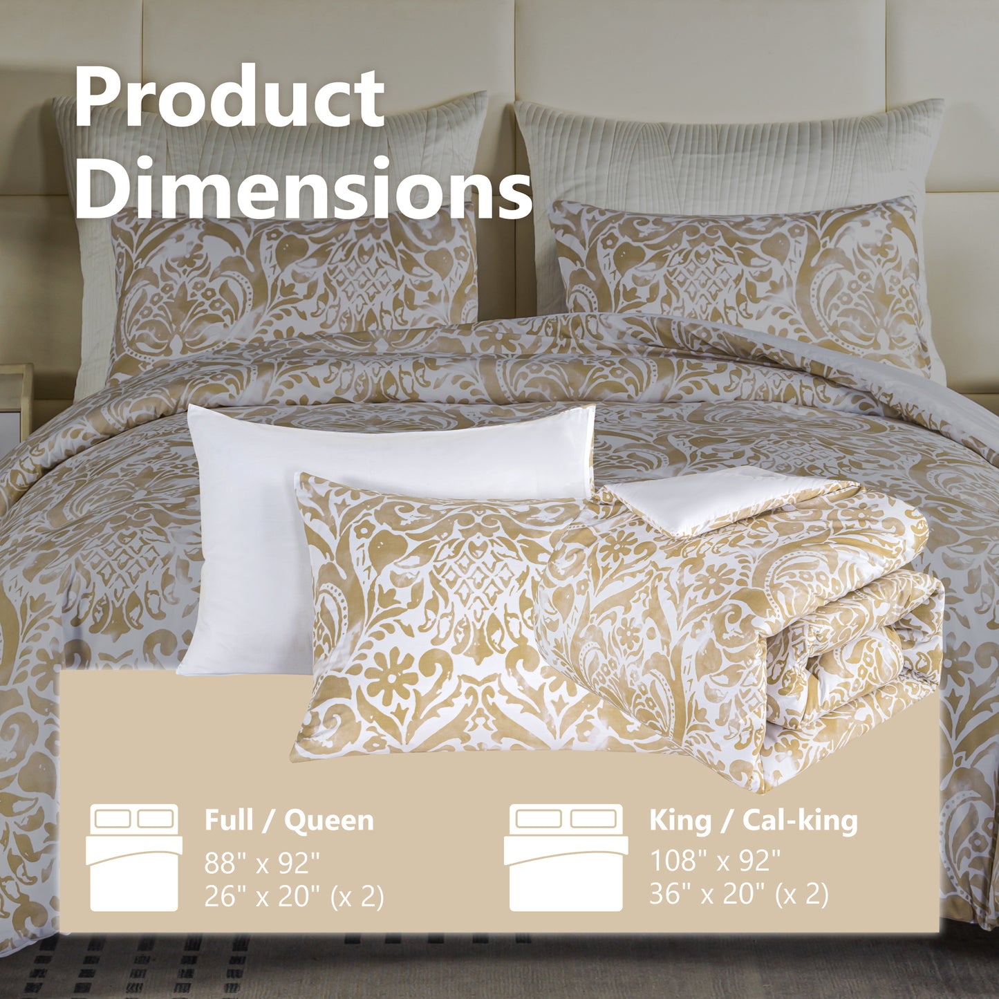 Captiva Designs 100% Cotton Damask Printed Comforter Set, Antique-Style Floral Bedding with Microfiber Fill, Soft, Lightweight and Breathable