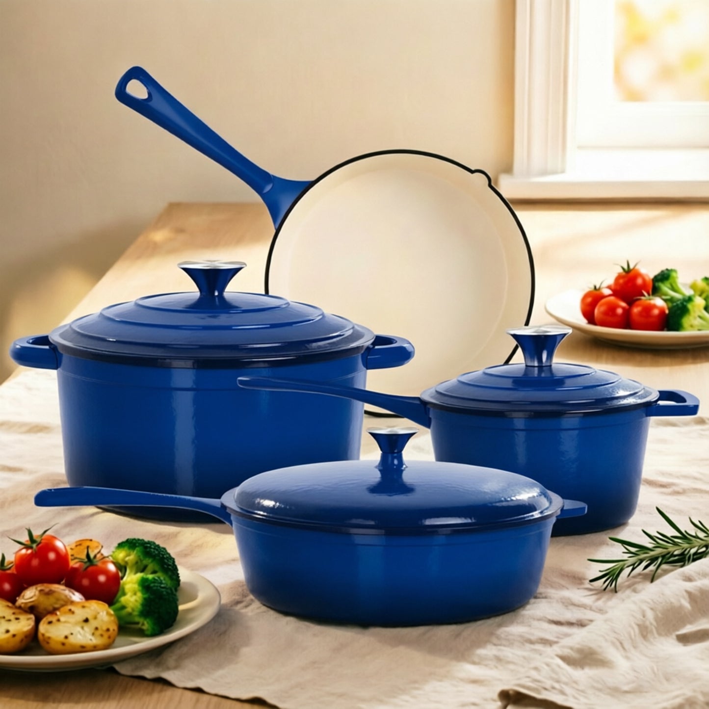 Captiva Designs Enameled Rust Resistance Cast Iron Cookware Set