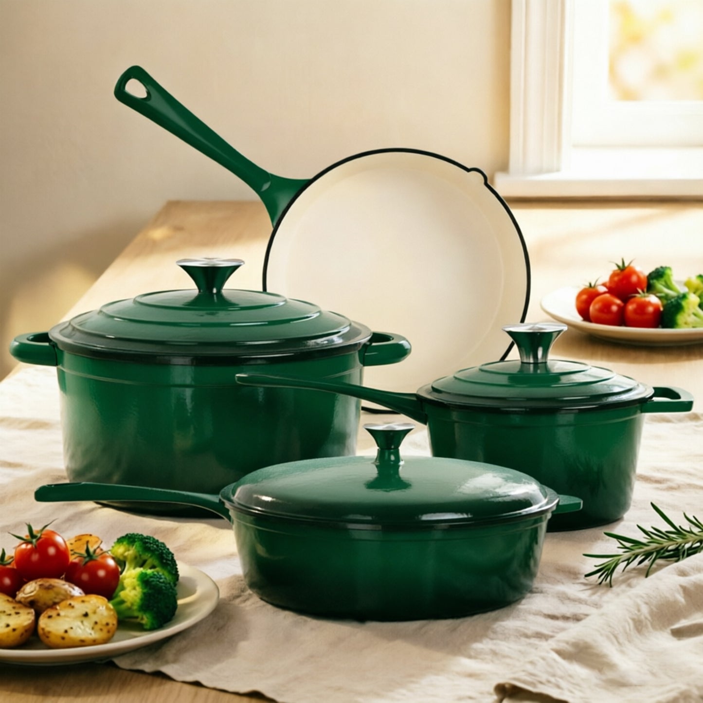 Captiva Designs Enameled Rust Resistance Cast Iron Cookware Set