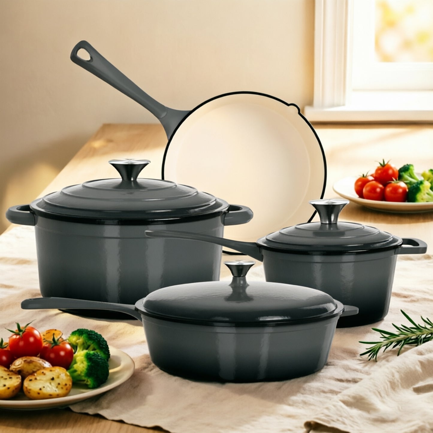 Captiva Designs Enameled Rust Resistance Cast Iron Cookware Set