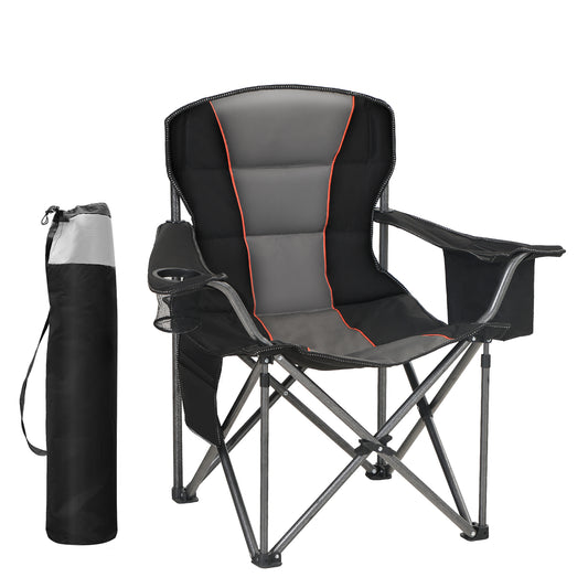 Captiva Designs Oversized Outdoor Folding Camping Chair with Steel Frame, Cup Holder & Storage, 450 lb Capacity