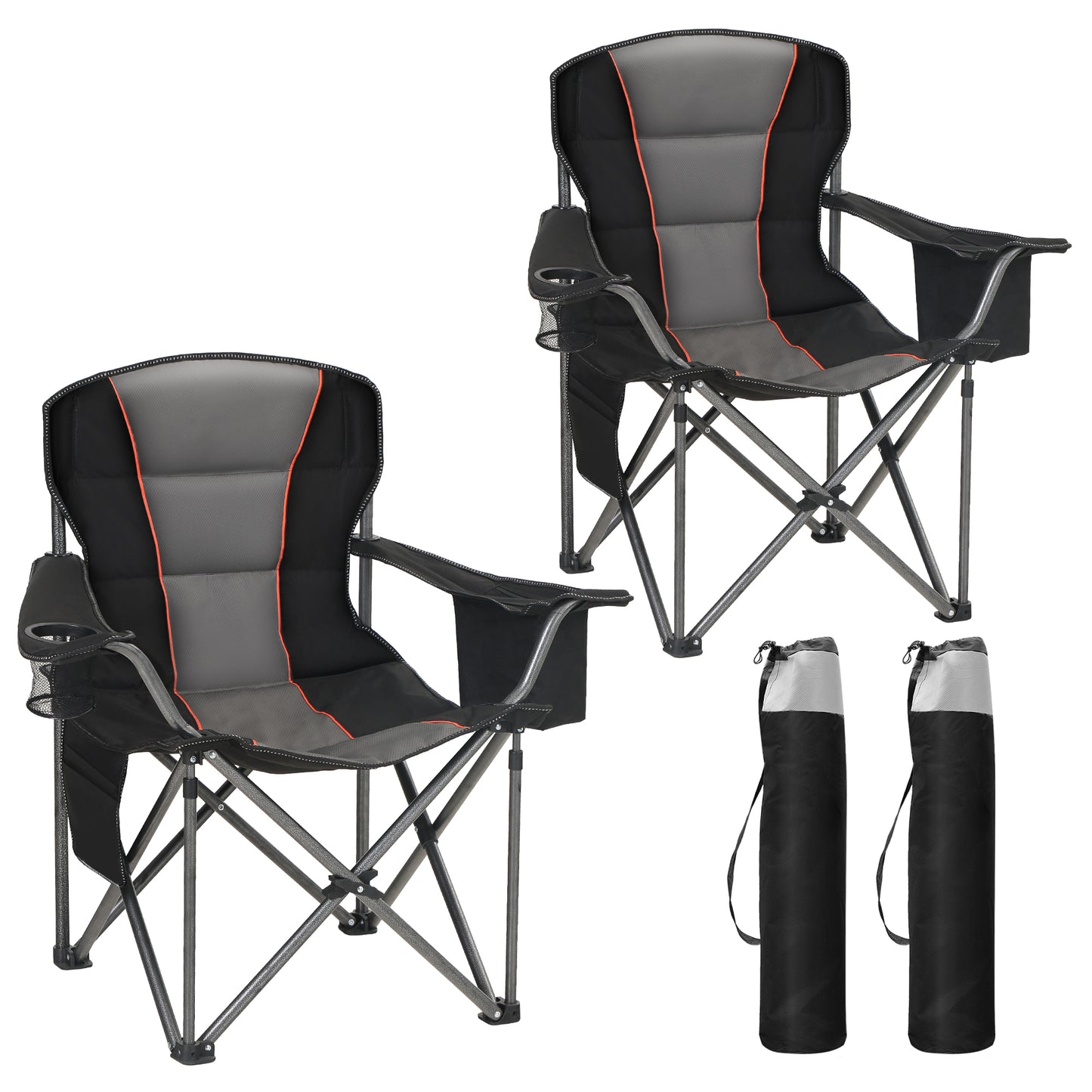Captiva Designs Oversized Outdoor Folding Camping Chair with Steel Frame, Cup Holder & Storage, 450 lb Capacity