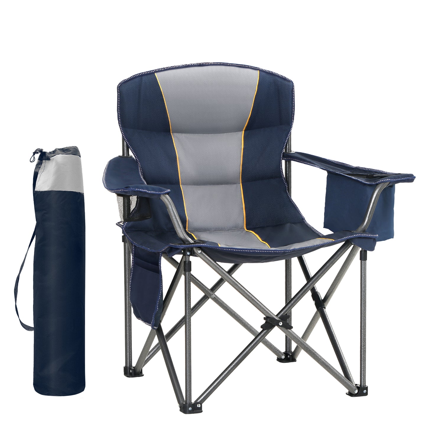 Captiva Designs Oversized Outdoor Folding Camping Chair with Steel Frame, Cup Holder & Storage, 450 lb Capacity