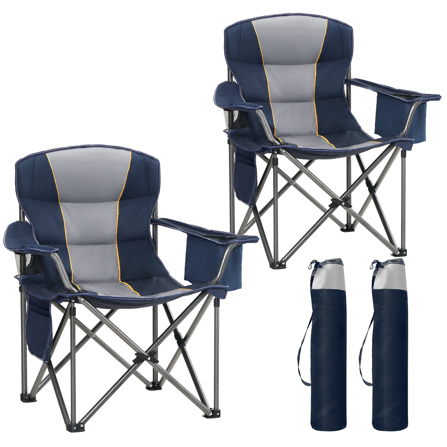 Captiva Designs Oversized Outdoor Folding Camping Chair with Steel Frame, Cup Holder & Storage, 450 lb Capacity