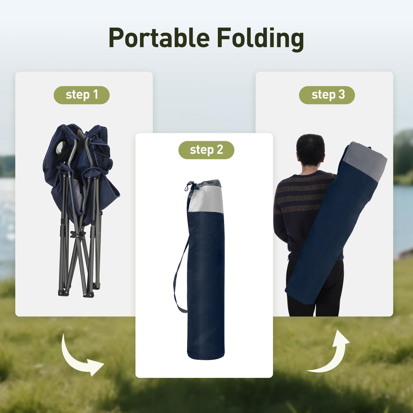 Captiva Designs Oversized Outdoor Folding Camping Chair with Steel Frame, Cup Holder & Storage, 450 lb Capacity