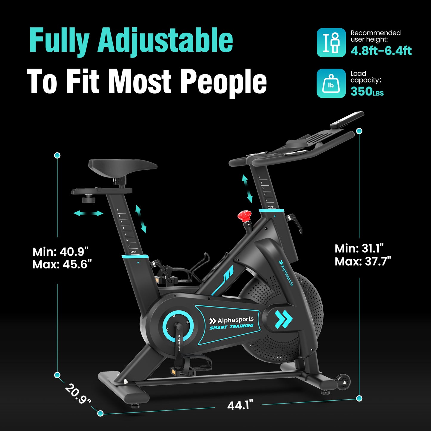 Captiva Designs Magnetic Exercise Bike with Belt Drive & App Connectivity, Adjustable Saddle & Multiple Resistance Levels