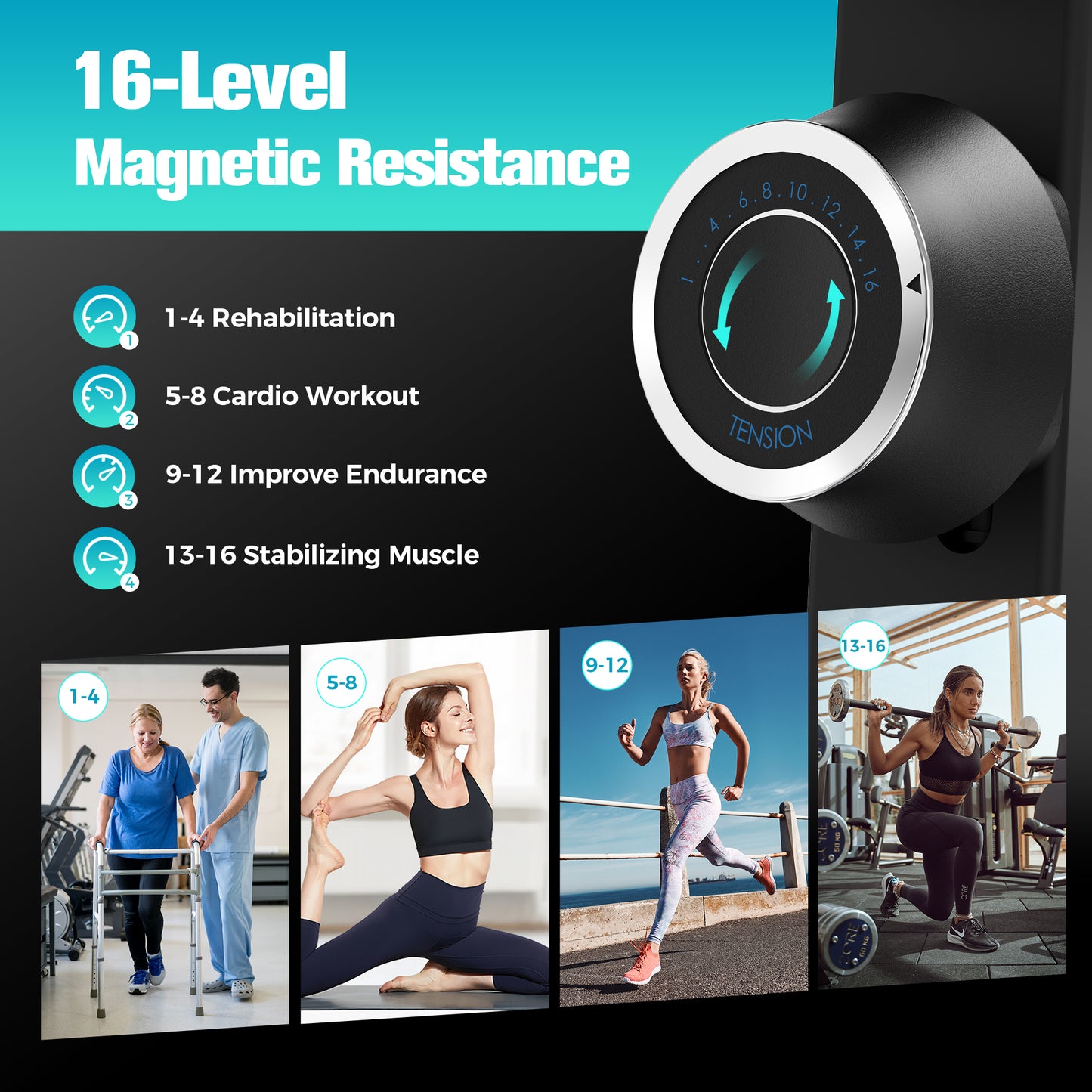 Captiva Designs Magnetic Exercise Bike with Belt Drive & App Connectivity, Adjustable Saddle & Multiple Resistance Levels