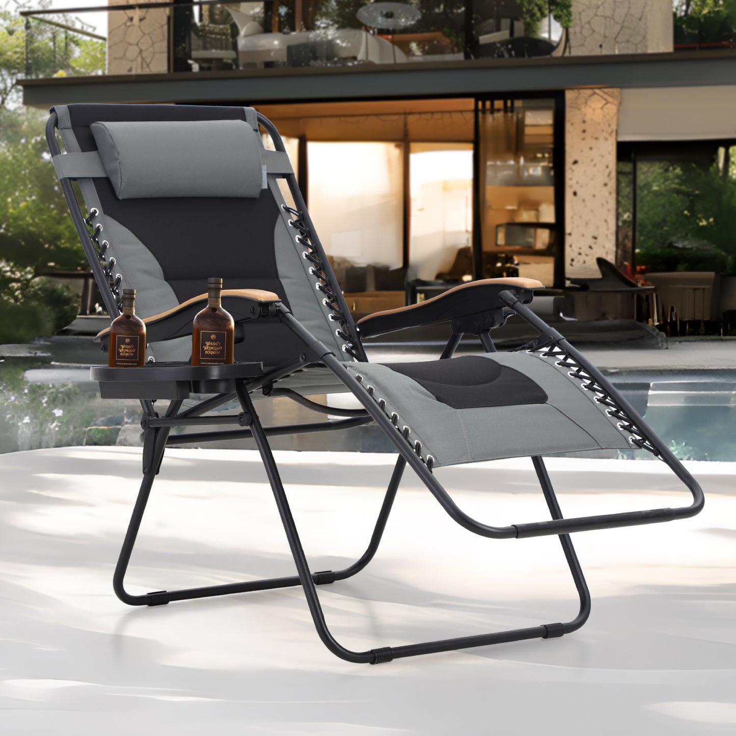 Captiva Designs Oversized XL Zero Gravity Chair Set of 2, Padded Folding Recliners with Cup Holder & Adjustable Back, Support 400 lbs