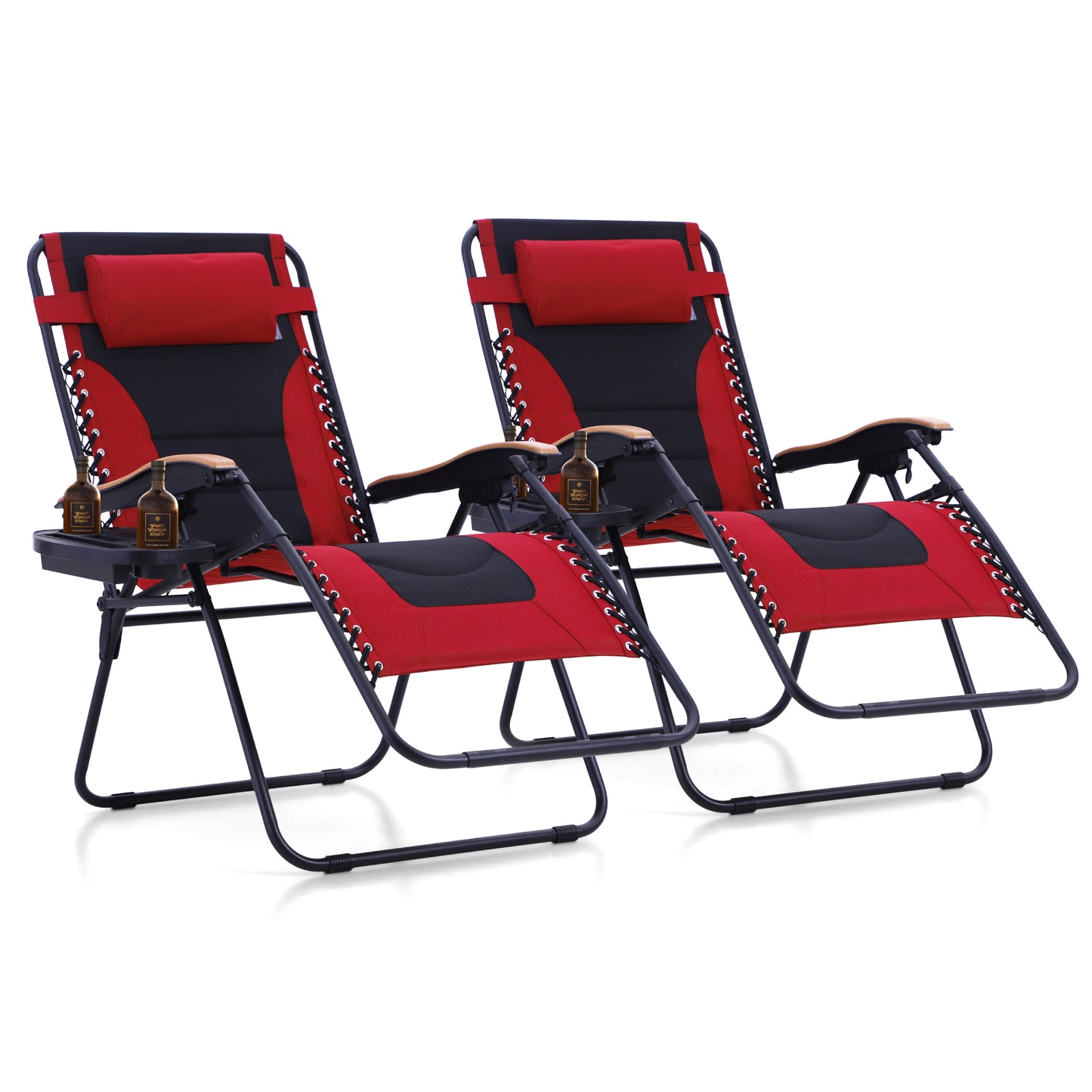 Captiva Designs Oversized XL Zero Gravity Chair Set of 2, Padded Folding Recliners with Cup Holder & Adjustable Back, Support 400 lbs