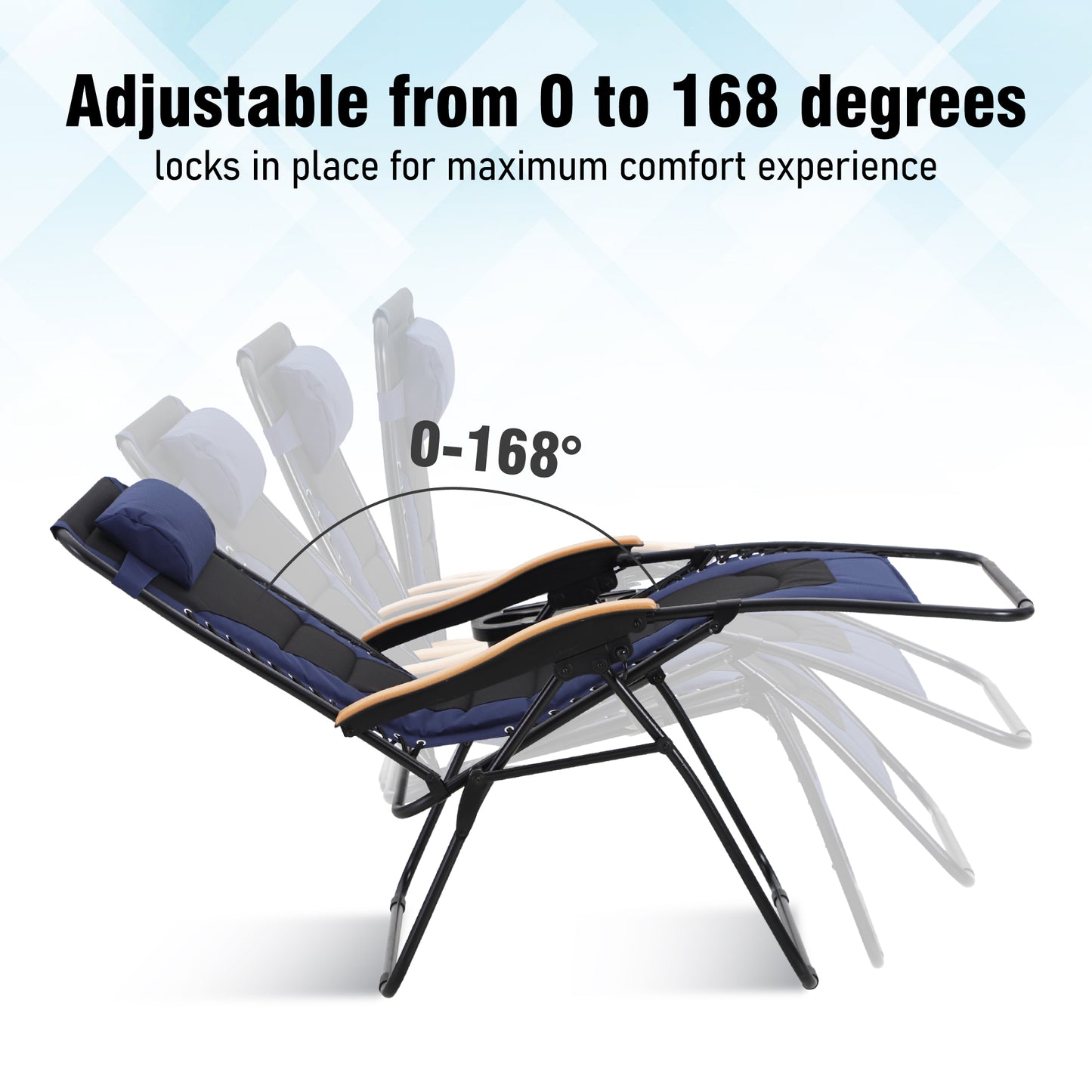 Captiva Designs Oversized XL Zero Gravity Chair Set of 2, Padded Folding Recliners with Cup Holder & Adjustable Back, Support 400 lbs