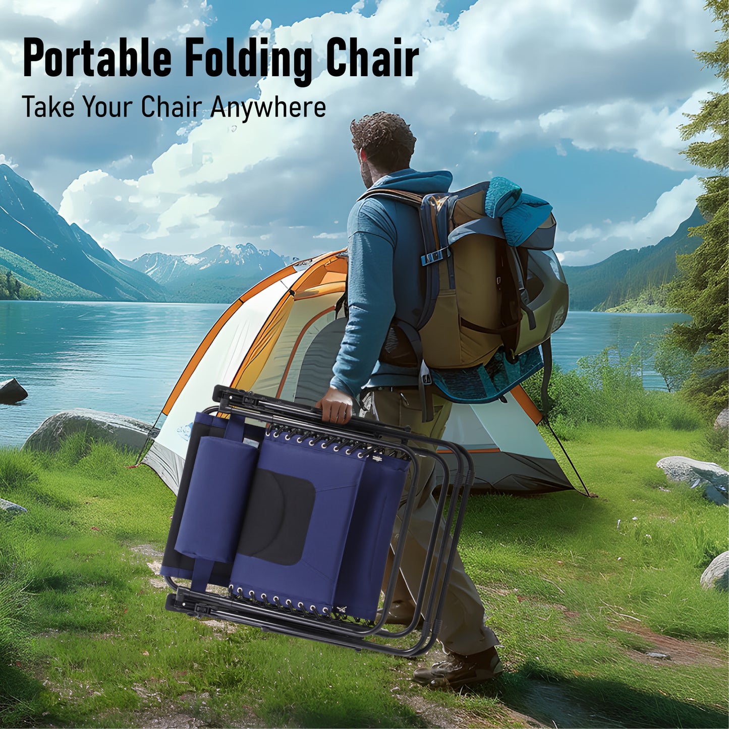 Captiva Designs Oversized XL Zero Gravity Chair Set of 2, Padded Folding Recliners with Cup Holder & Adjustable Back, Support 400 lbs