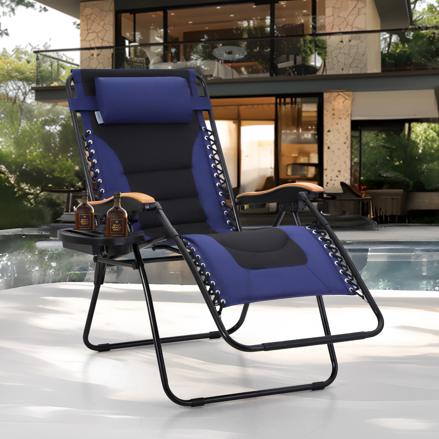 Captiva Designs Oversized XL Zero Gravity Chair Set of 2, Padded Folding Recliners with Cup Holder & Adjustable Back, Support 400 lbs