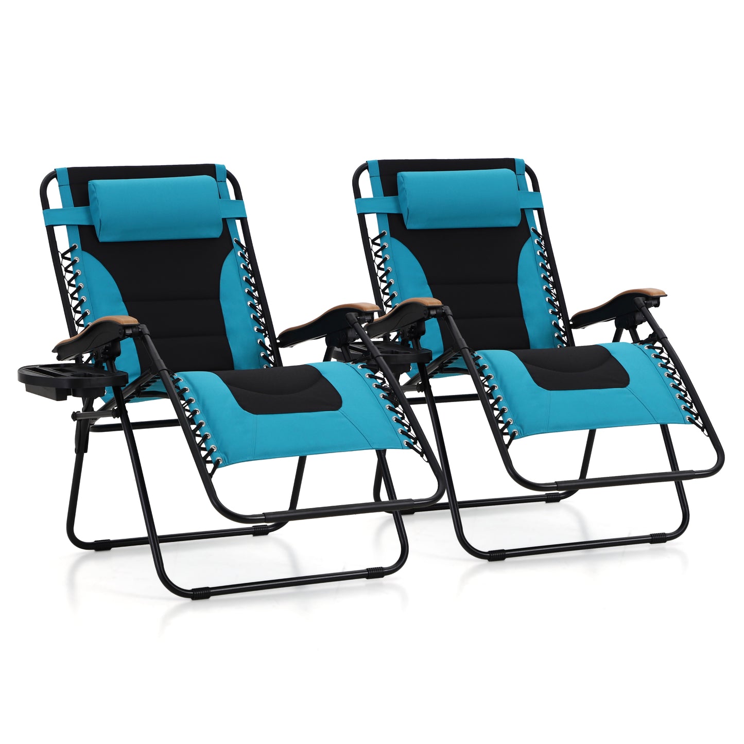 Captiva Designs Oversized XL Zero Gravity Chair Set of 2, Padded Folding Recliners with Cup Holder & Adjustable Back, Support 400 lbs