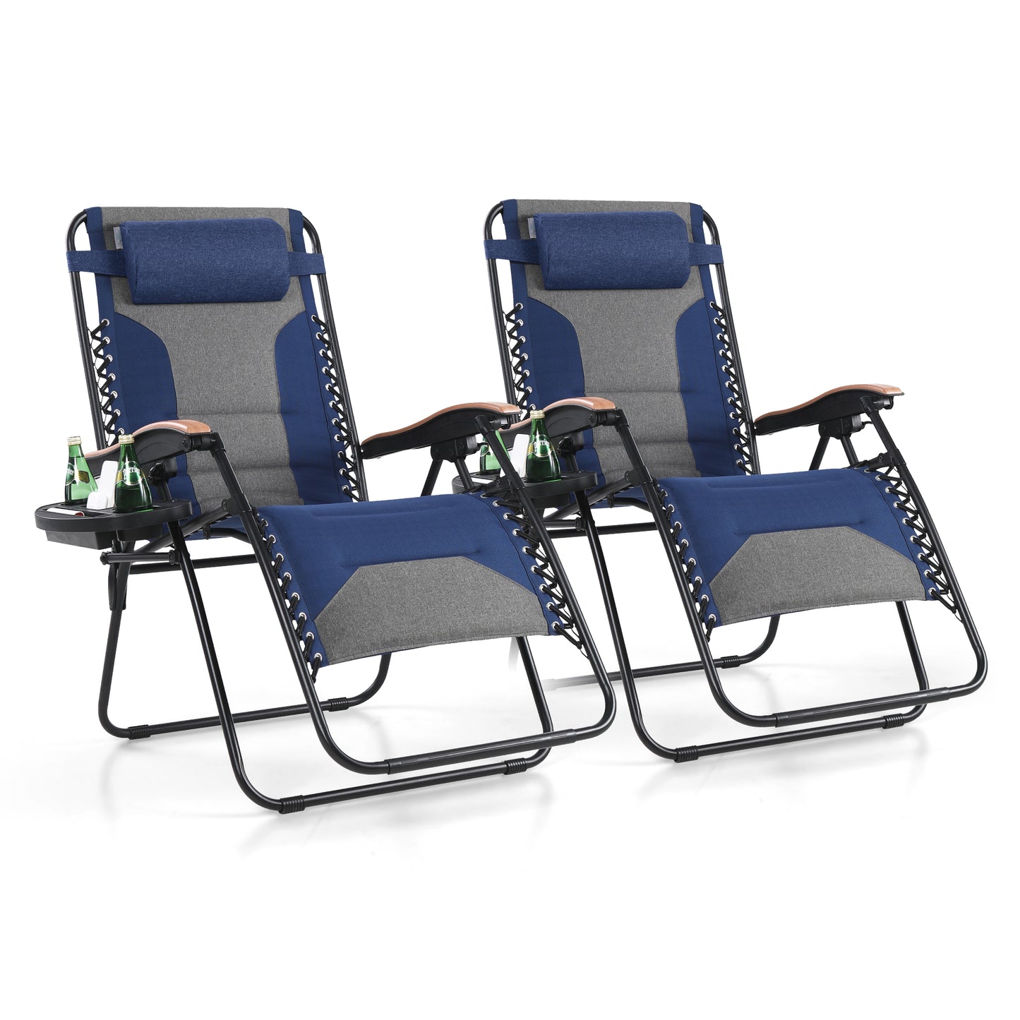 Captiva Designs Oversized XL Zero Gravity Chair Set of 2, Padded Folding Recliners with Cup Holder & Adjustable Back, Support 400 lbs