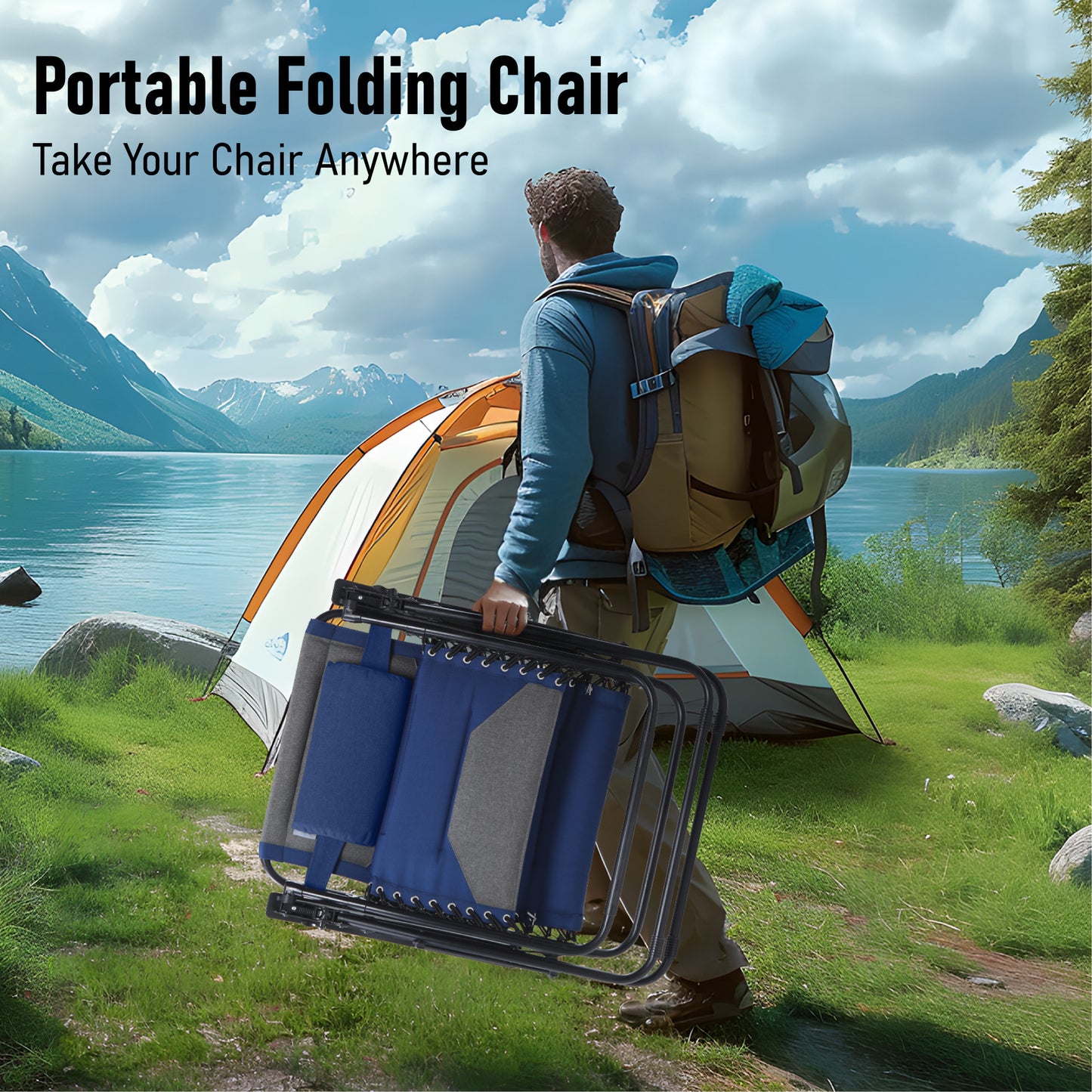 Captiva Designs Oversized XL Zero Gravity Chair Set of 2, Padded Folding Recliners with Cup Holder & Adjustable Back, Support 400 lbs