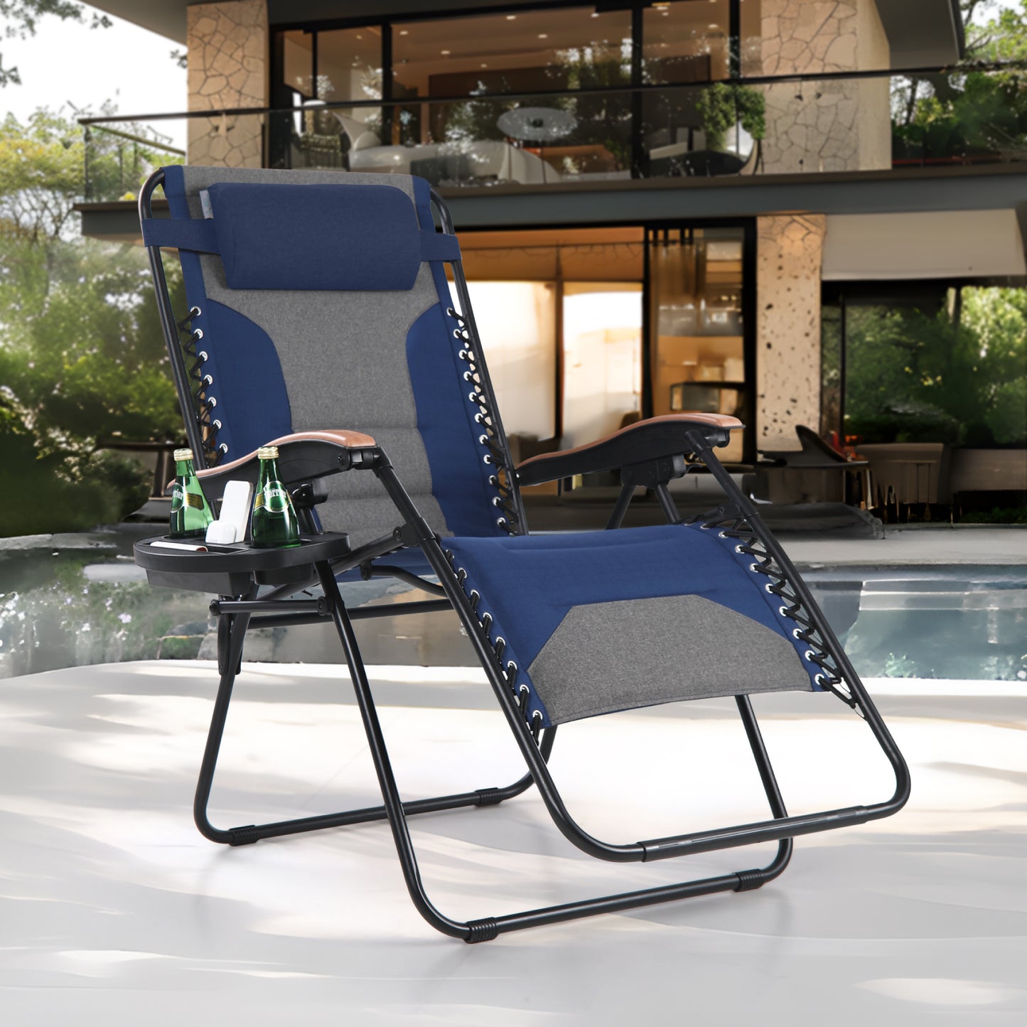 Captiva Designs Oversized XL Zero Gravity Chair Set of 2, Padded Folding Recliners with Cup Holder & Adjustable Back, Support 400 lbs