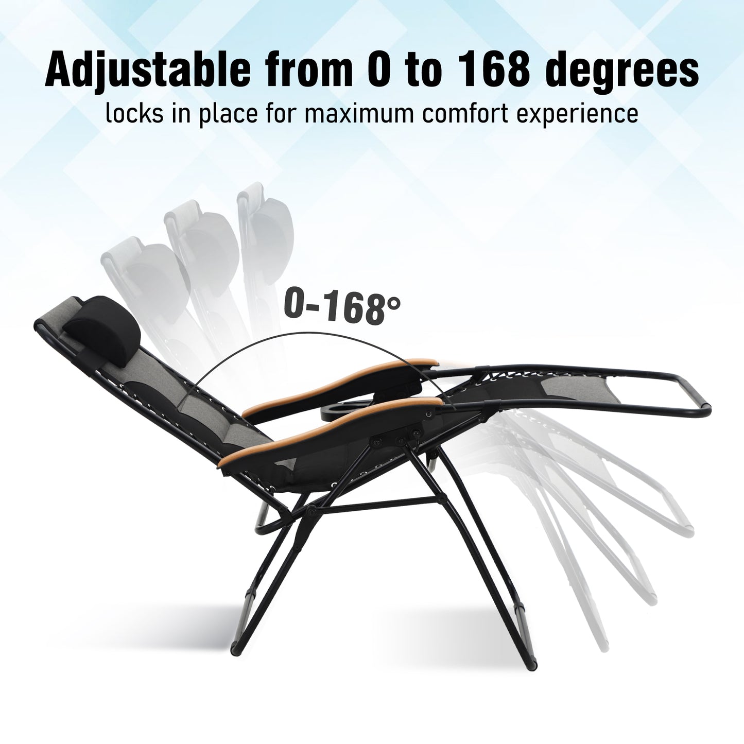 Captiva Designs Oversized XL Zero Gravity Chair Set of 2, Padded Folding Recliners with Cup Holder & Adjustable Back, Support 400 lbs