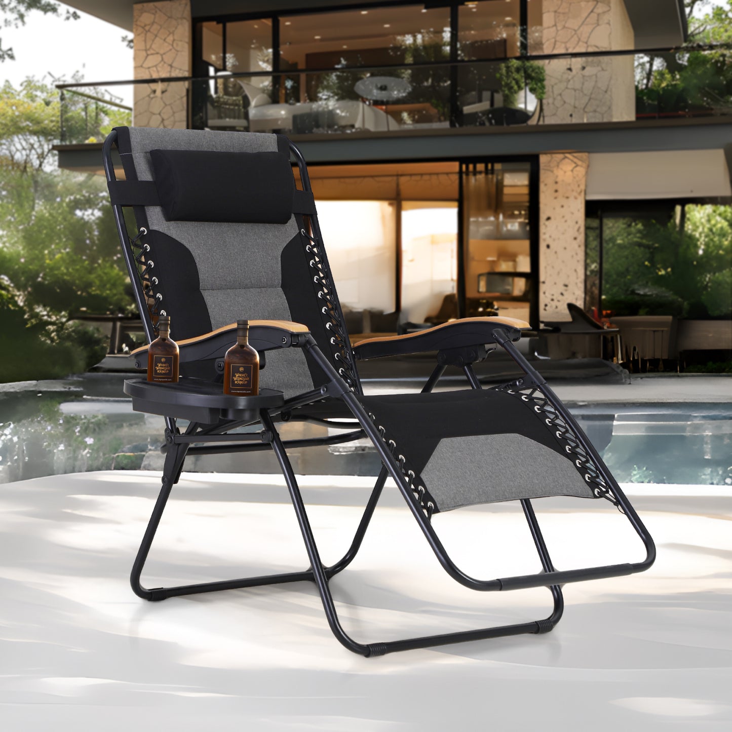 Captiva Designs Oversized XL Zero Gravity Chair Set of 2, Padded Folding Recliners with Cup Holder & Adjustable Back, Support 400 lbs