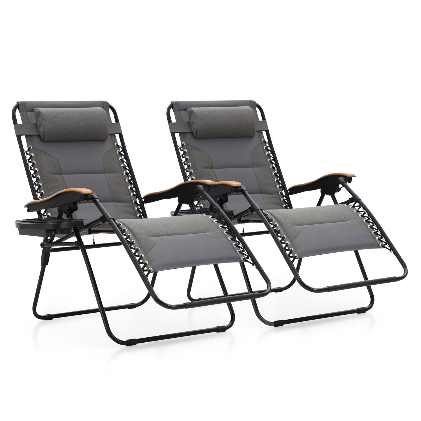 Captiva Designs Oversized XL Zero Gravity Chair Set of 2, Padded Folding Recliners with Cup Holder & Adjustable Back, Support 400 lbs