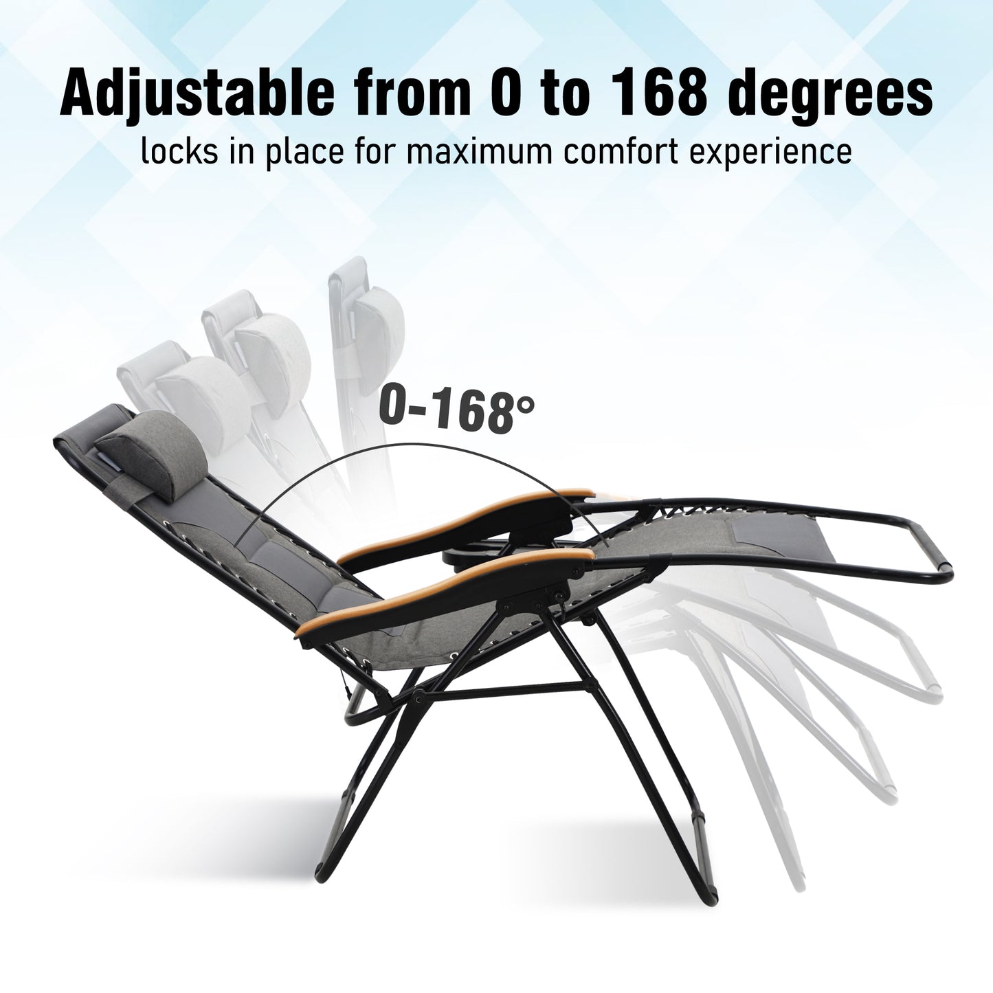 Captiva Designs Oversized XL Zero Gravity Chair Set of 2, Padded Folding Recliners with Cup Holder & Adjustable Back, Support 400 lbs