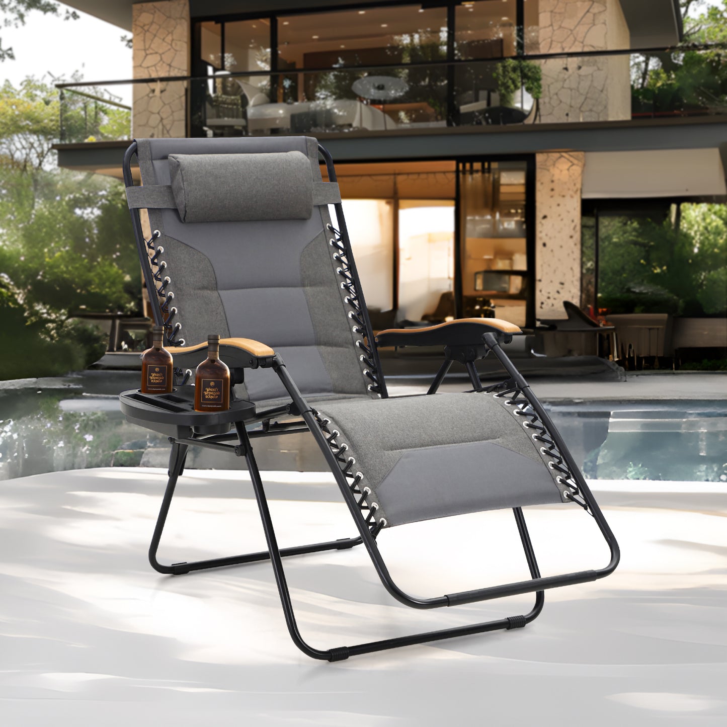 Captiva Designs Oversized XL Zero Gravity Chair Set of 2, Padded Folding Recliners with Cup Holder & Adjustable Back, Support 400 lbs