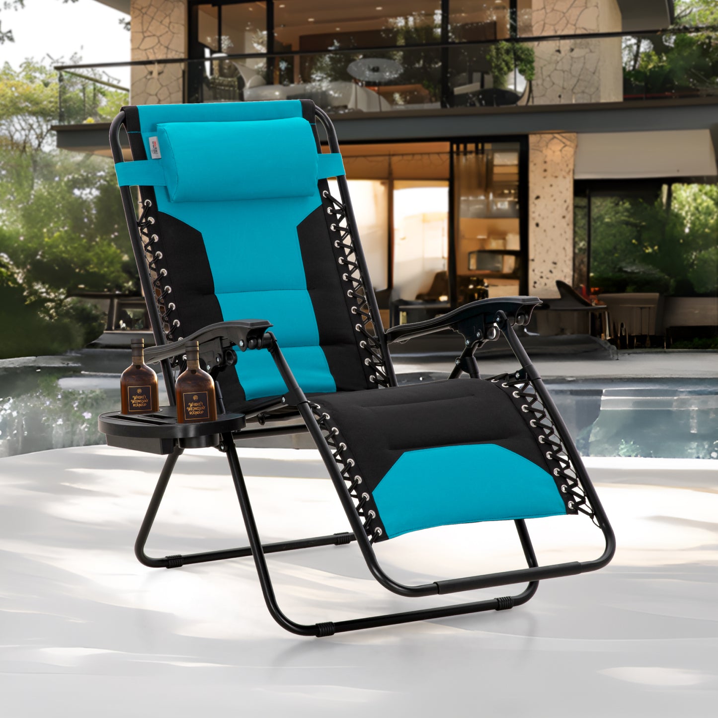 Captiva Designs XXL Zero Gravity Chair Set of 2, 28" Wide Padded Recliners with Cup Holder, Foldable Outdoor Lounge Chairs