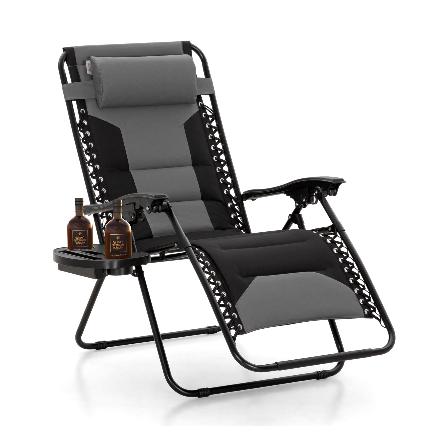 Captiva Designs XXL Zero Gravity Chair Set of 2, 28" Wide Padded Recliners with Cup Holder, Foldable Outdoor Lounge Chairs