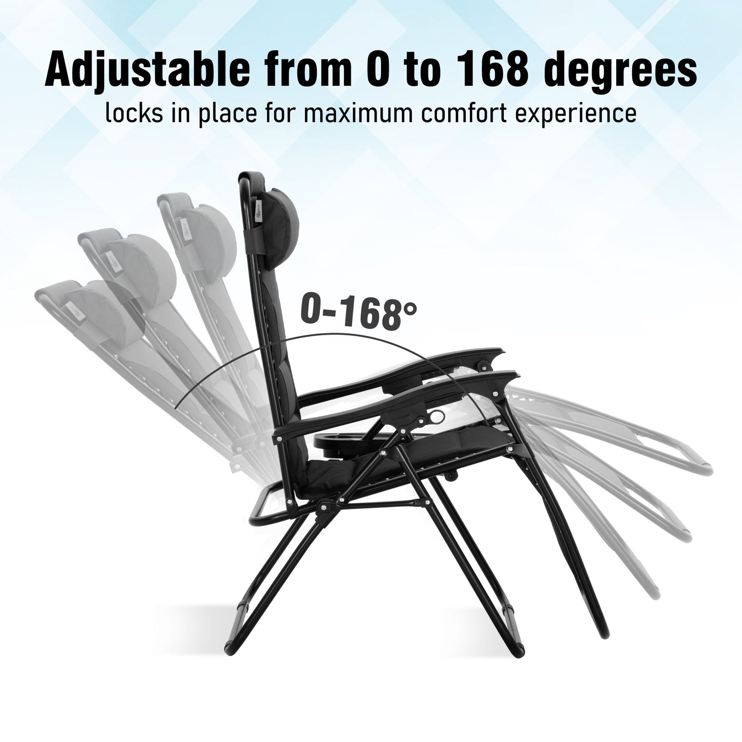 Captiva Designs XXL Zero Gravity Chair Set of 2, 28" Wide Padded Recliners with Cup Holder, Foldable Outdoor Lounge Chairs