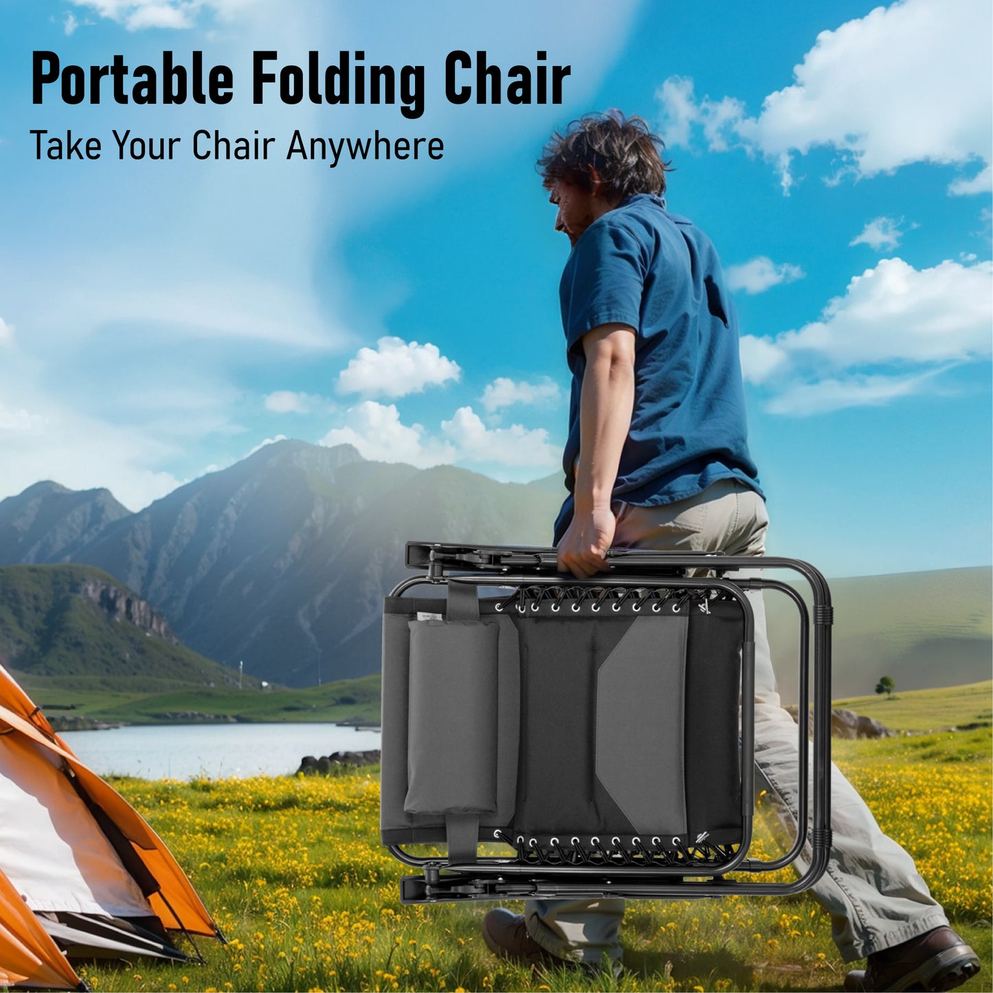 Captiva Designs XXL Zero Gravity Chair Set of 2, 28" Wide Padded Recliners with Cup Holder, Foldable Outdoor Lounge Chairs