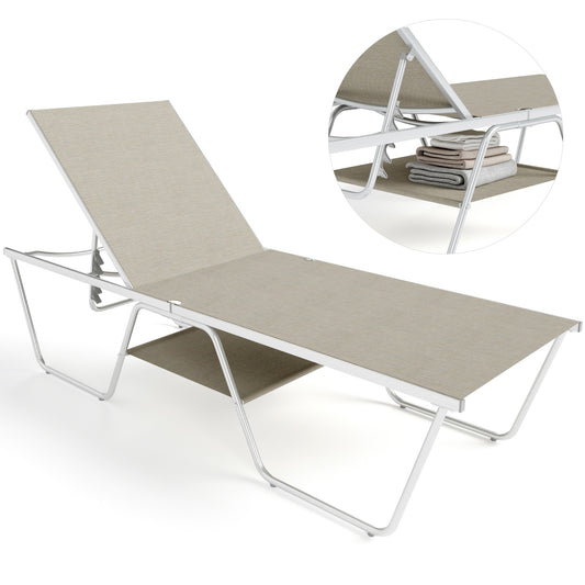 Captiva Designs Outdoor Chaise Lounge Chairs, Set of 2 – 78" Adjustable Reclining Patio Loungers with Sling Fabric, Poolside & Backyard, Gray