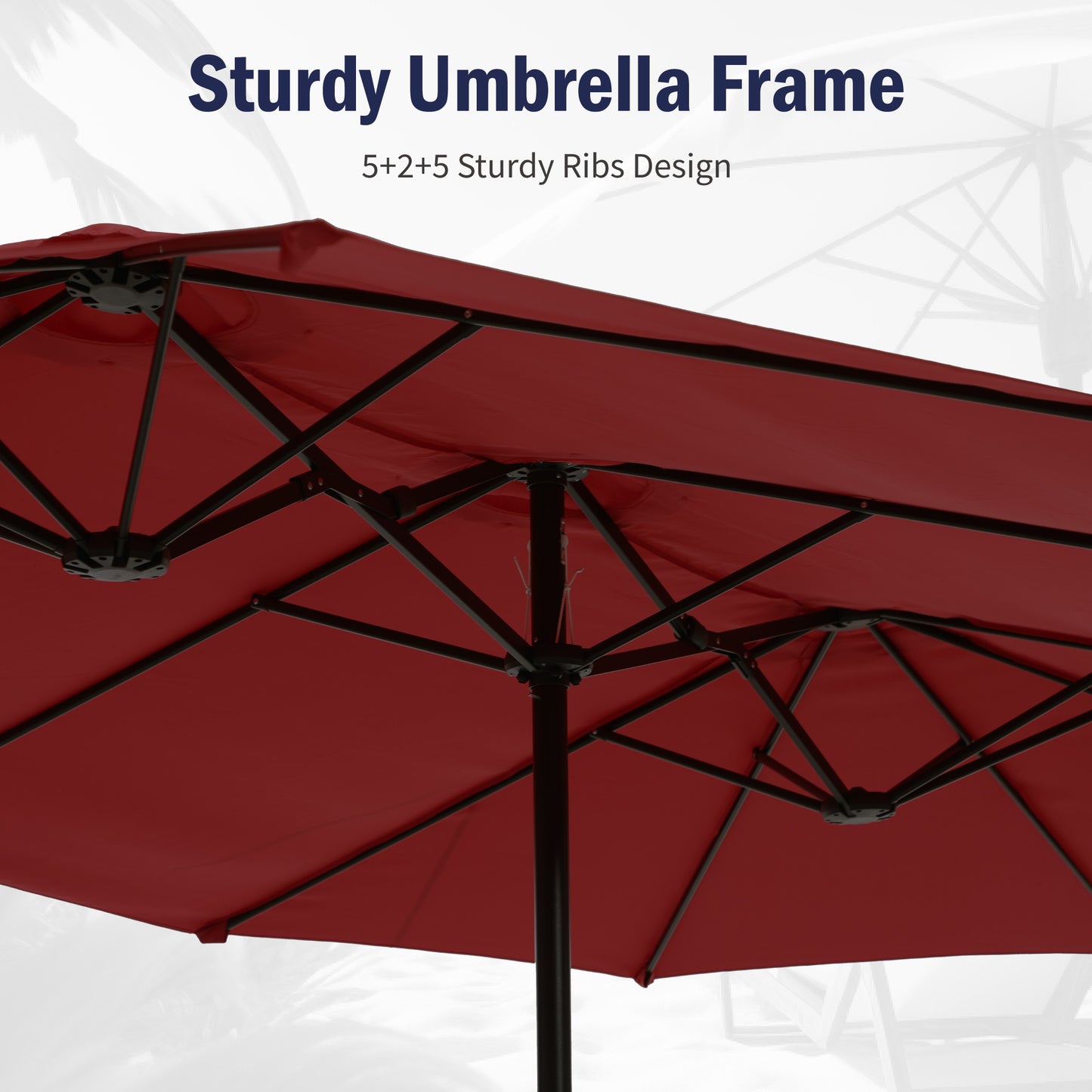 Captiva Designs 9'x15' Rectangular Outdoor Market Umbrella with Crank Handle