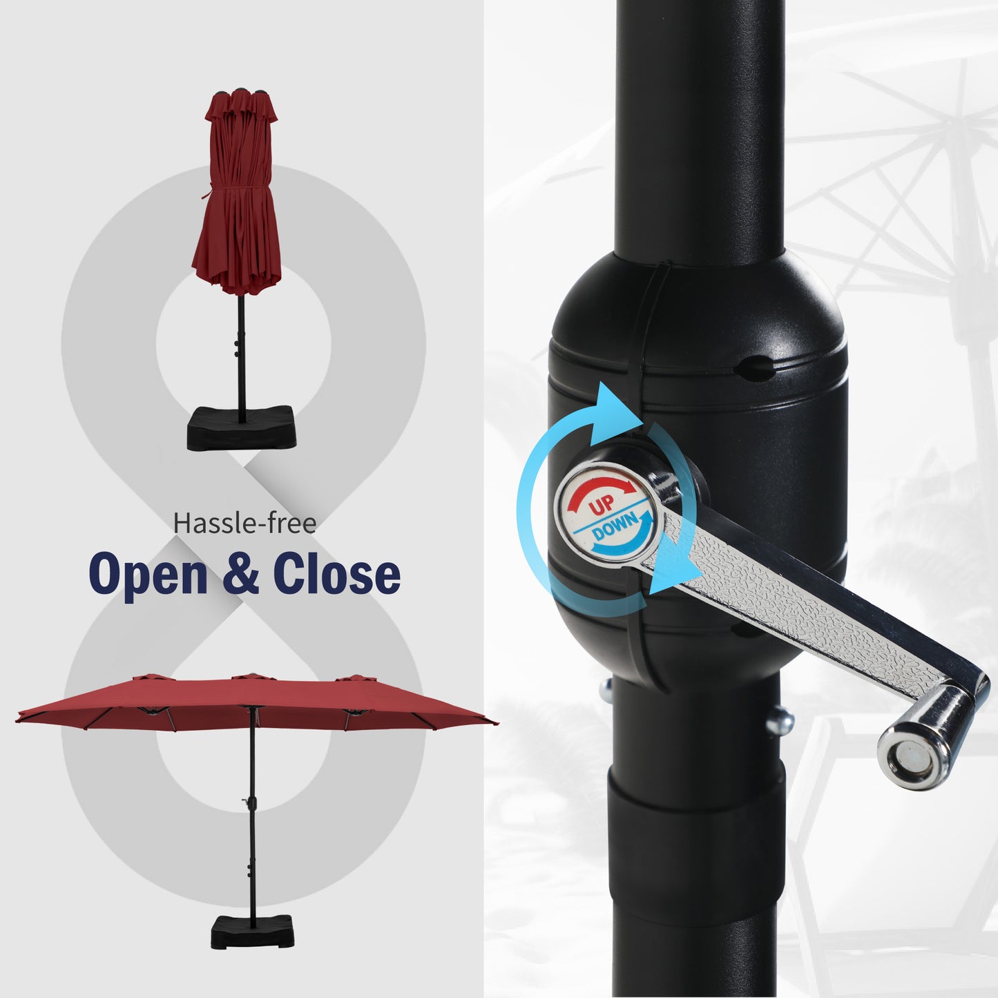 Captiva Designs 9'x15' Rectangular Outdoor Market Umbrella with Crank Handle