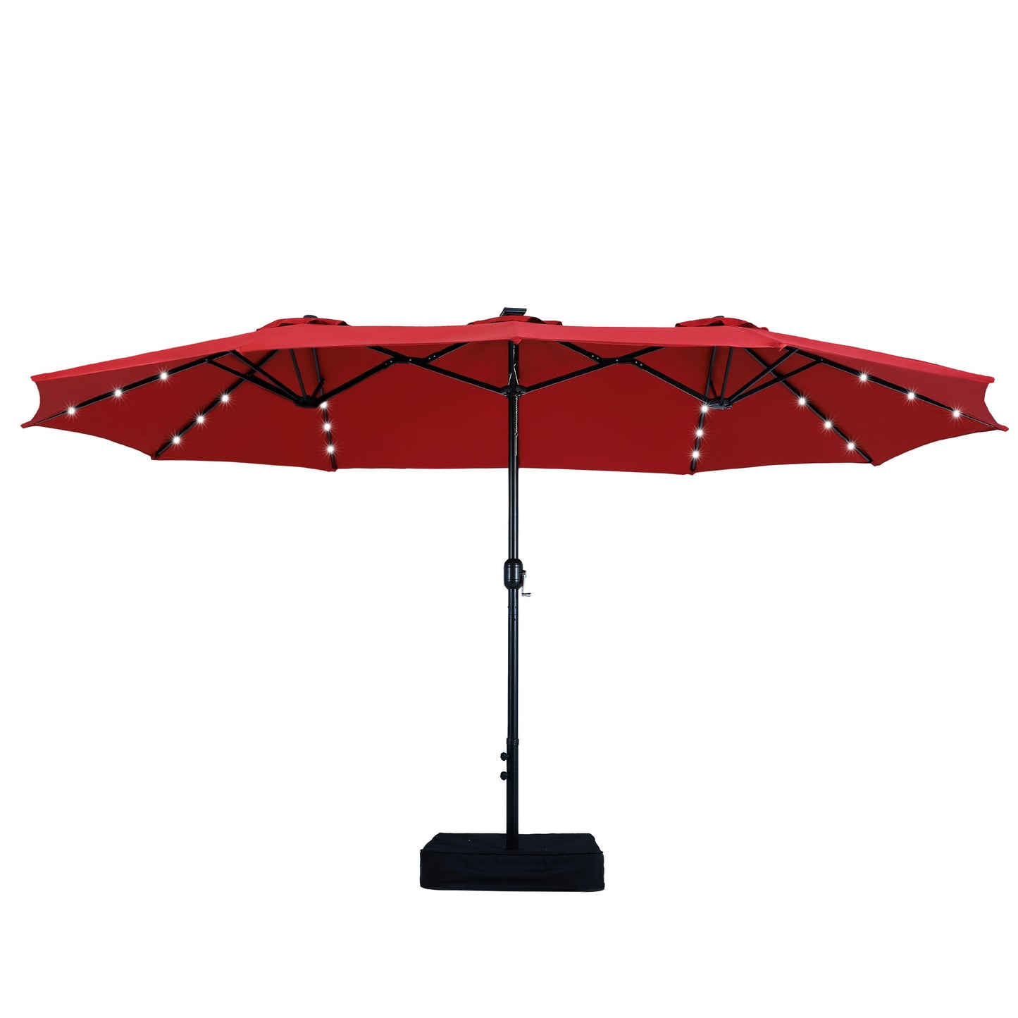 Captiva Designs  15' x 9' Rectangular Lit Outdoor Patio Market Umbrella with Extra Large Base and Sand Bags