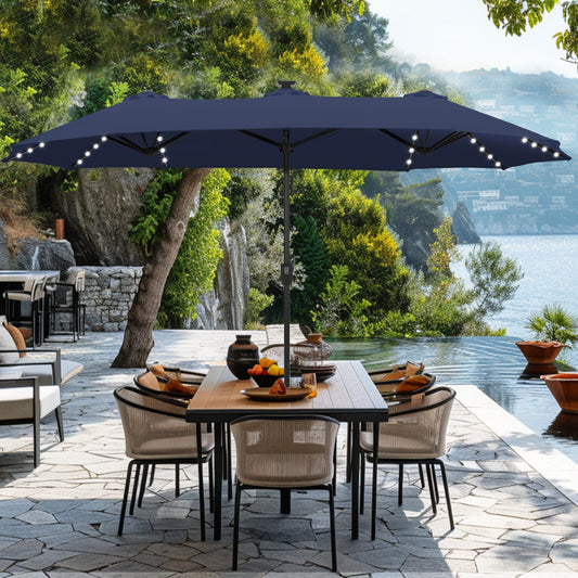 Captiva Designs 13ft Large Double-Sided Patio Umbrella, Outdoor Market Rectangle Umbrella (No Base)