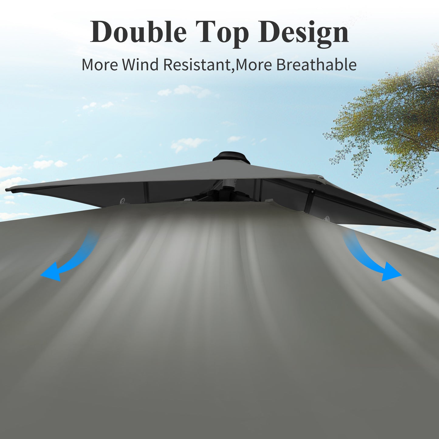 Captiva Designs 9 ft x 12 ft Premium Cantilever Patio Umbrella with 2-Tier Design