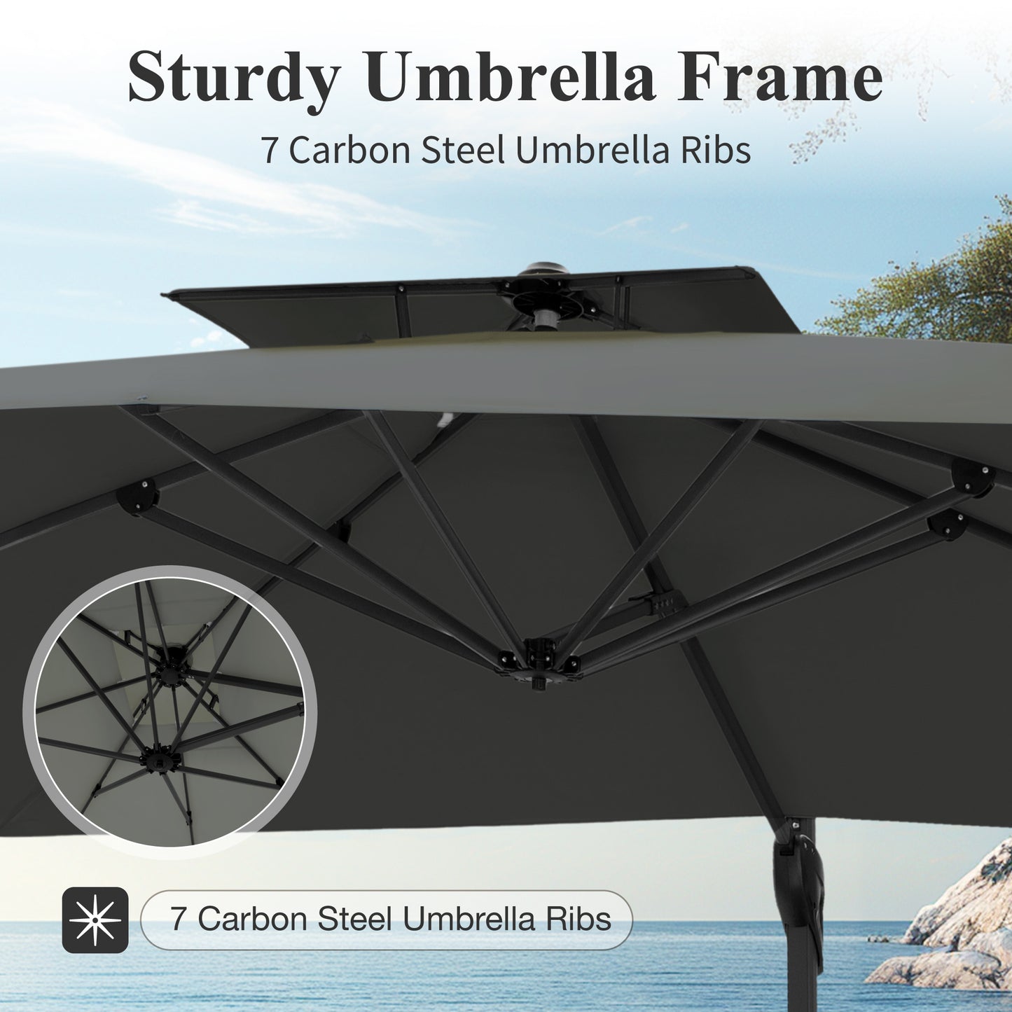 Captiva Designs 9 ft x 12 ft Premium Cantilever Patio Umbrella with 2-Tier Design