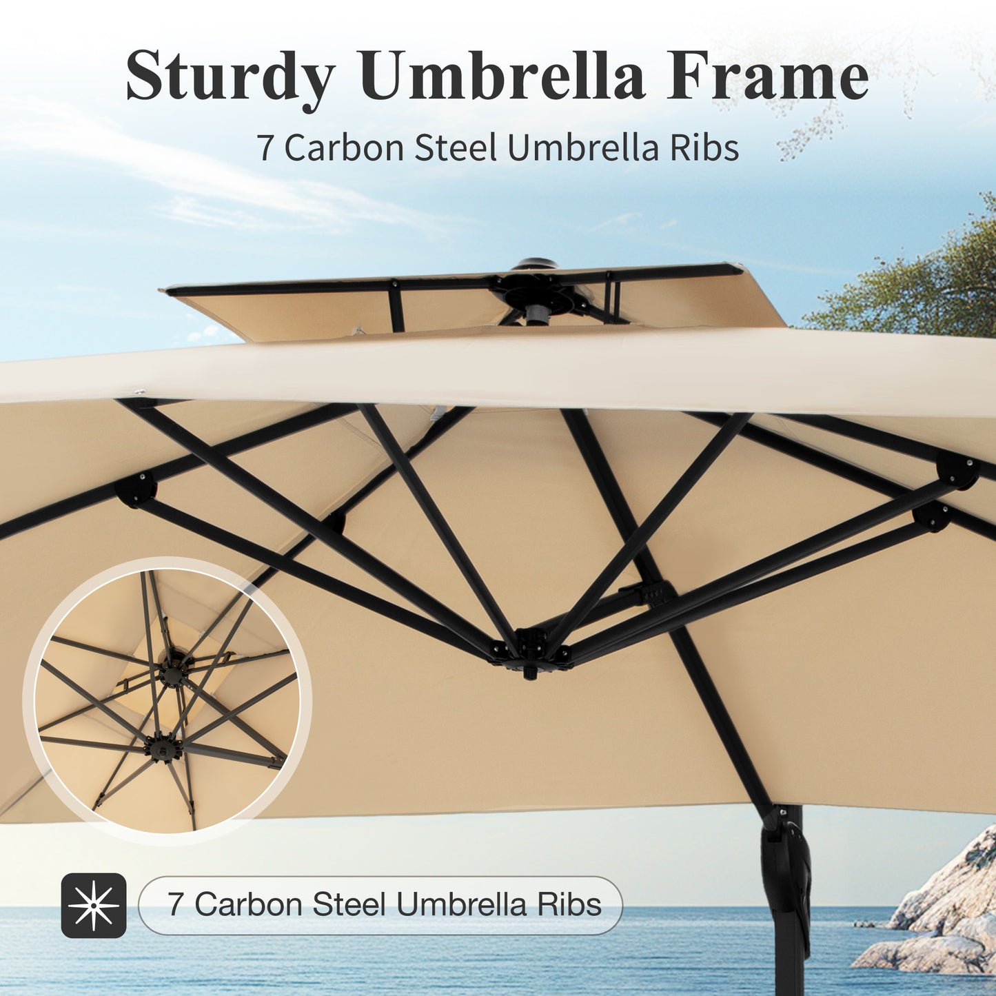 Captiva Designs 9 ft x 12 ft Premium Cantilever Patio Umbrella with 2-Tier Design