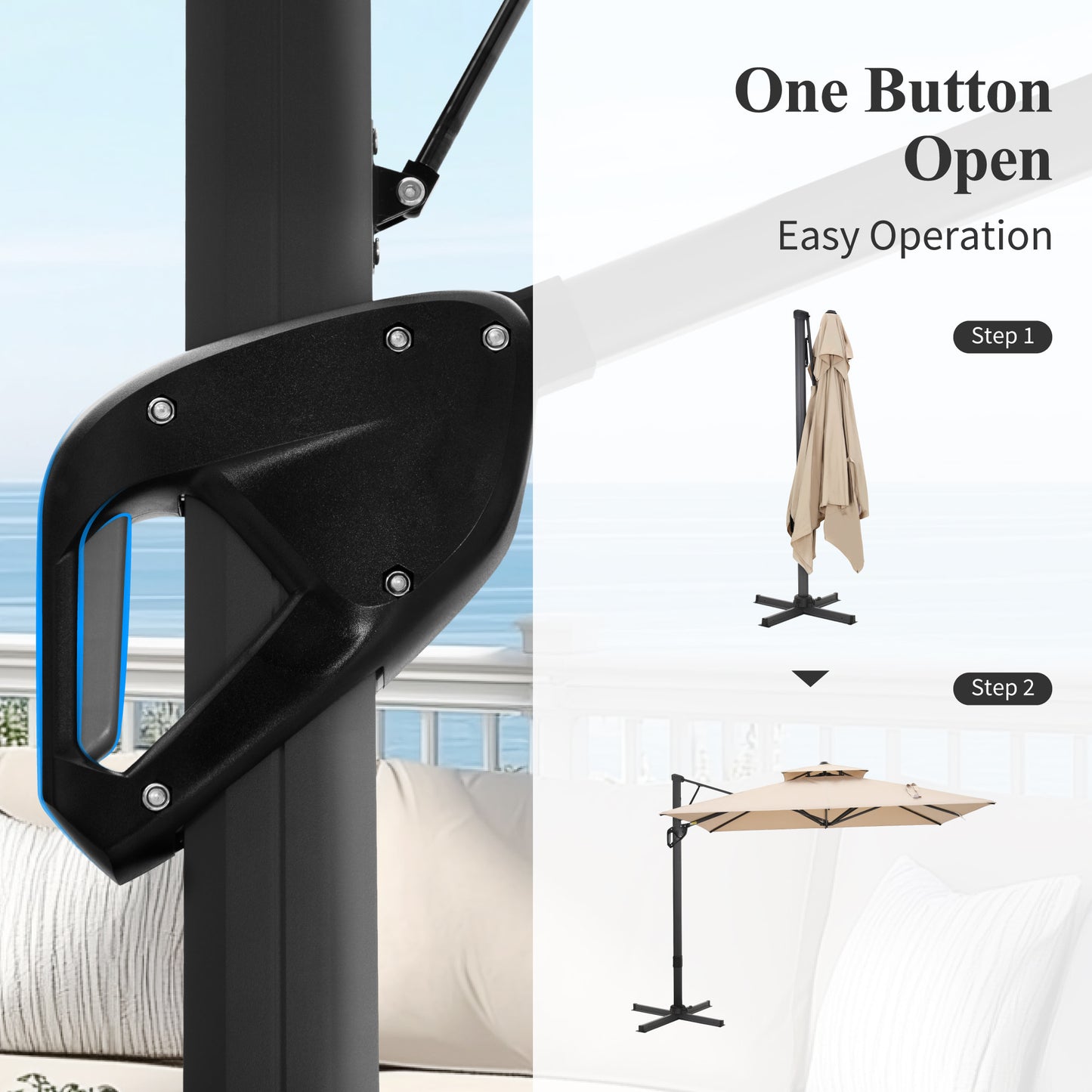 Captiva Designs 9 ft x 12 ft Premium Cantilever Patio Umbrella with 2-Tier Design