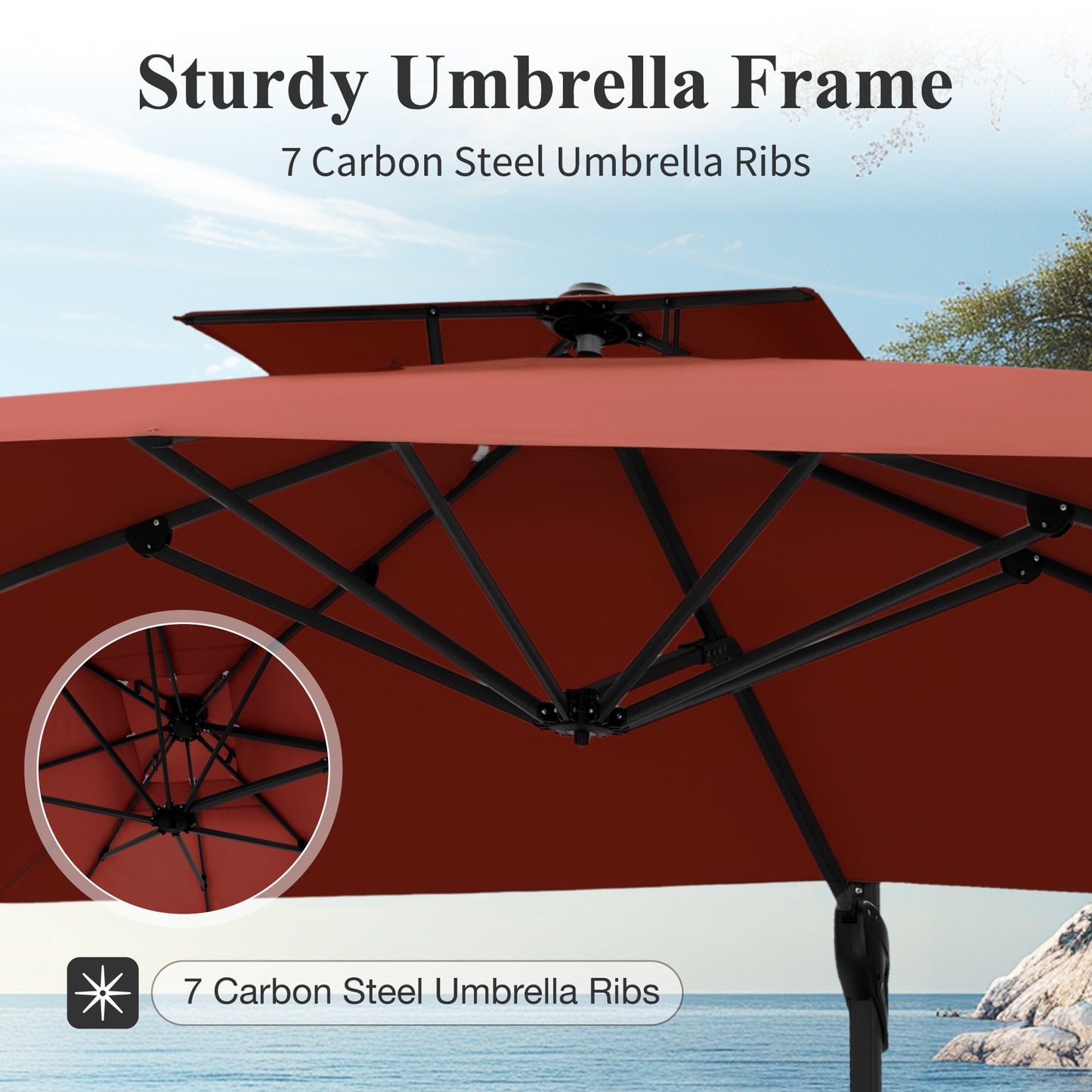 Captiva Designs 9 ft x 12 ft Premium Cantilever Patio Umbrella with 2-Tier Design