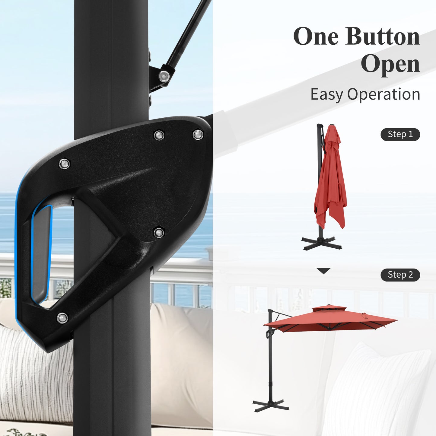 Captiva Designs 9 ft x 12 ft Premium Cantilever Patio Umbrella with 2-Tier Design