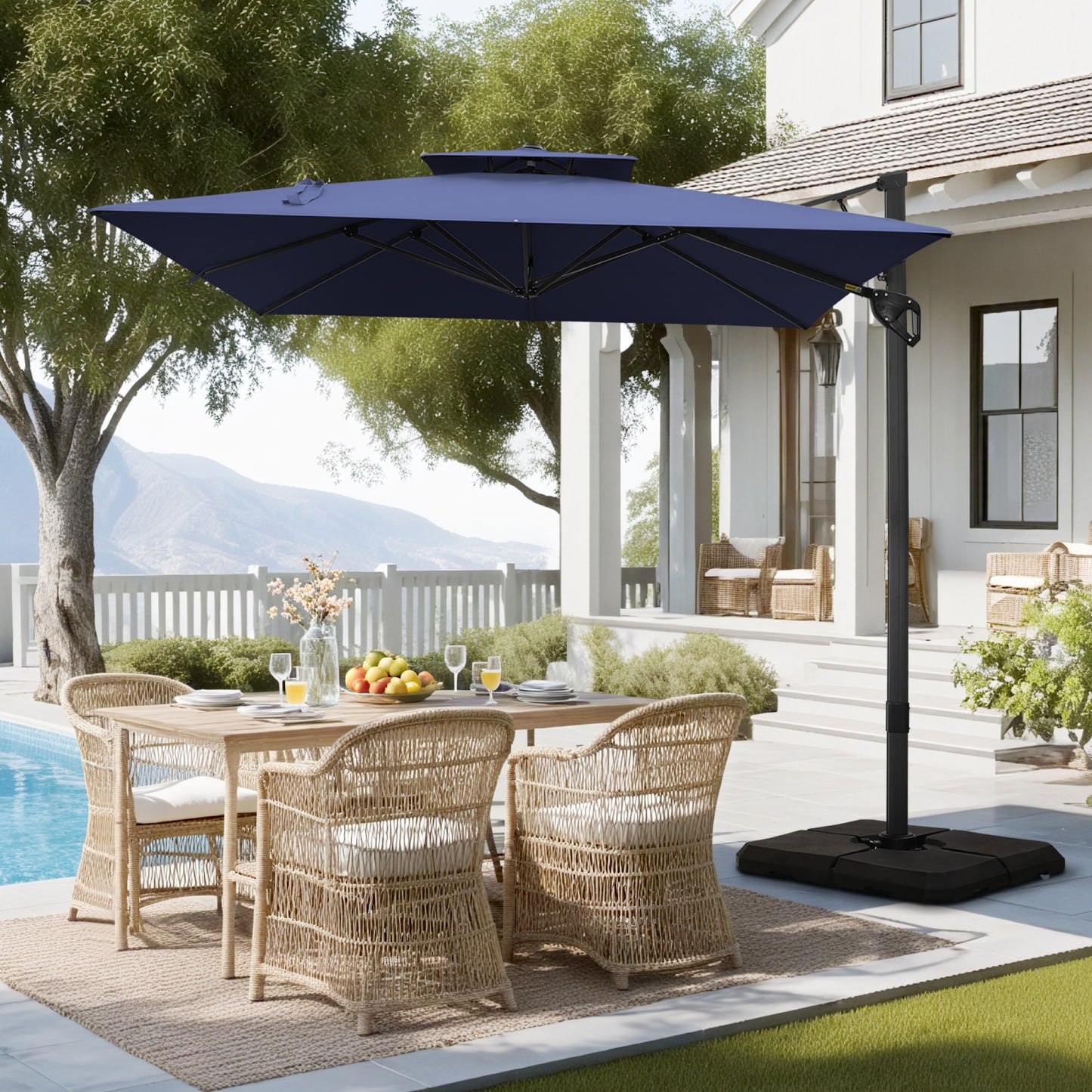 Captiva Designs 9 ft x 12 ft Premium Cantilever Patio Umbrella with 2-Tier Design