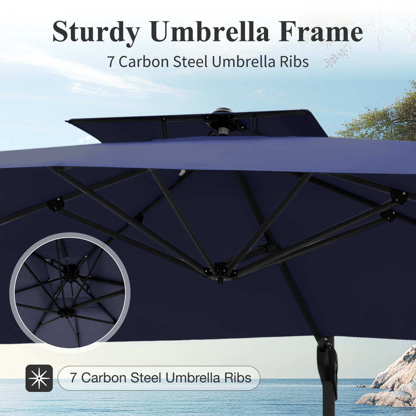 Captiva Designs 9 ft x 12 ft Premium Cantilever Patio Umbrella with 2-Tier Design
