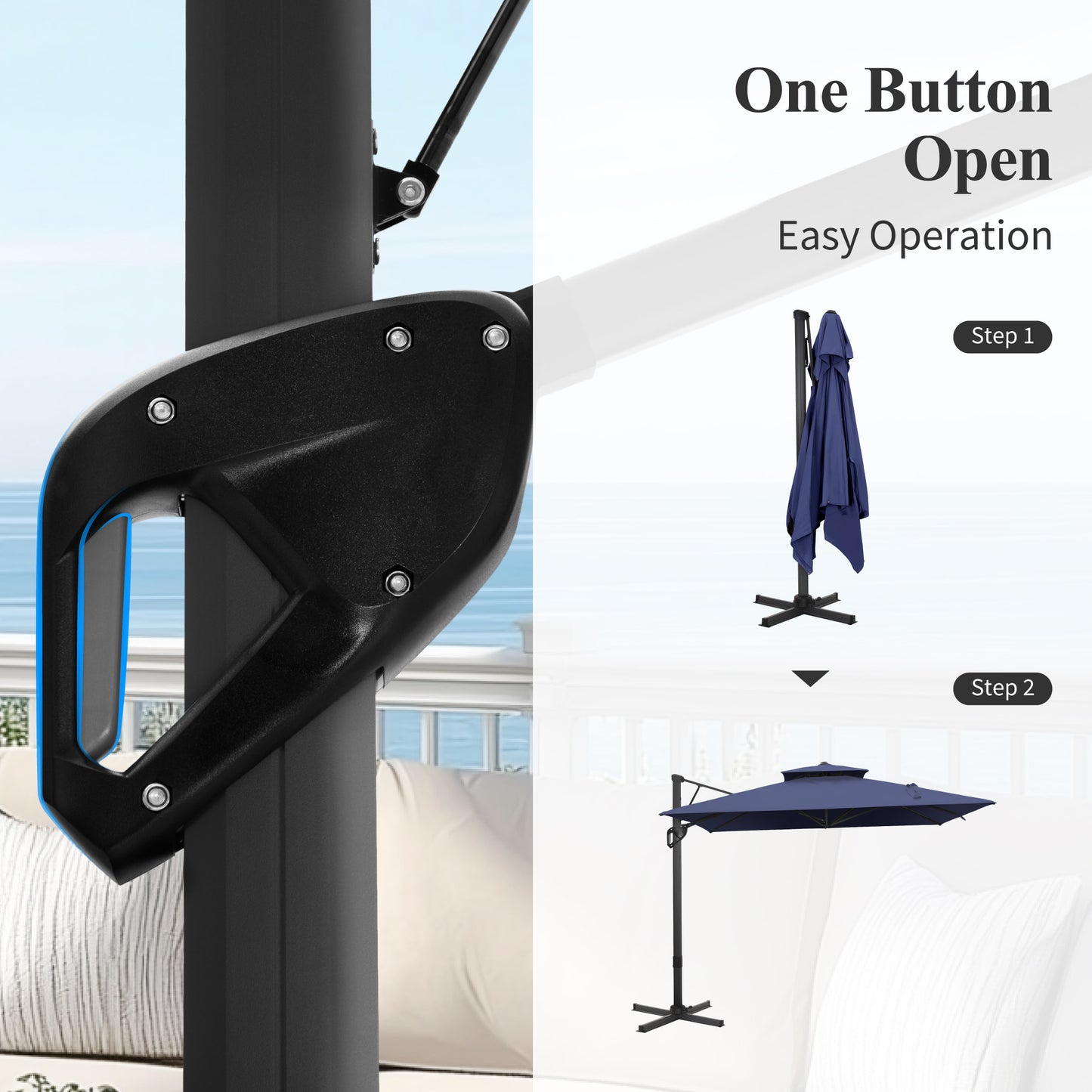 Captiva Designs 9 ft x 12 ft Premium Cantilever Patio Umbrella with 2-Tier Design