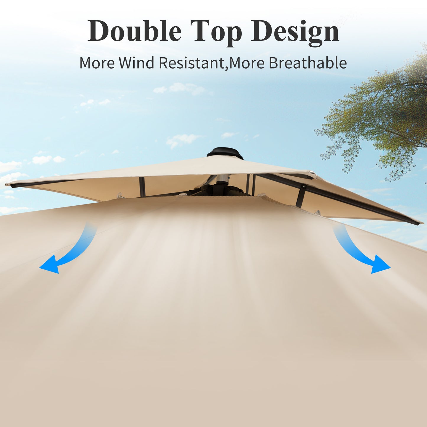 Captiva Designs 9 ft x 12 ft Premium Cantilever Patio Umbrella with 2-Tier Design