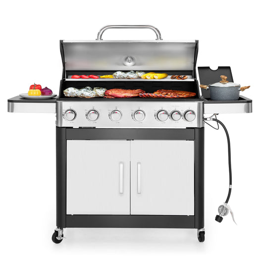 Captiva Designs 6-Burner Propane BBQ Grill with Side Burner - 665 sq. in. Cooking Area & 65,800 BTU Output