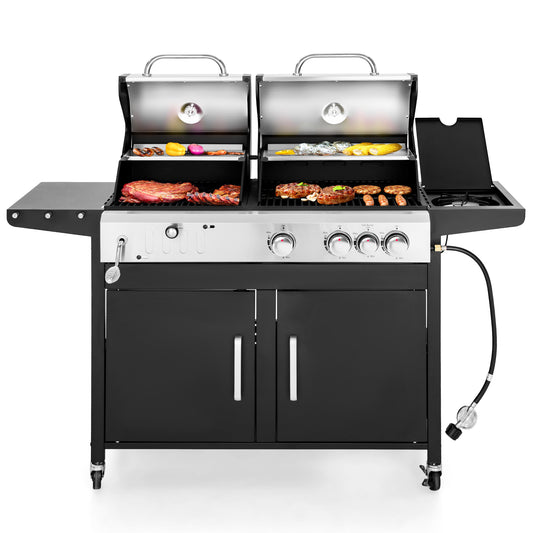 Captiva Designs Dual Fuel Propane & Charcoal Grill Combo with Side Burner - 690 sq. in. Cooking Area