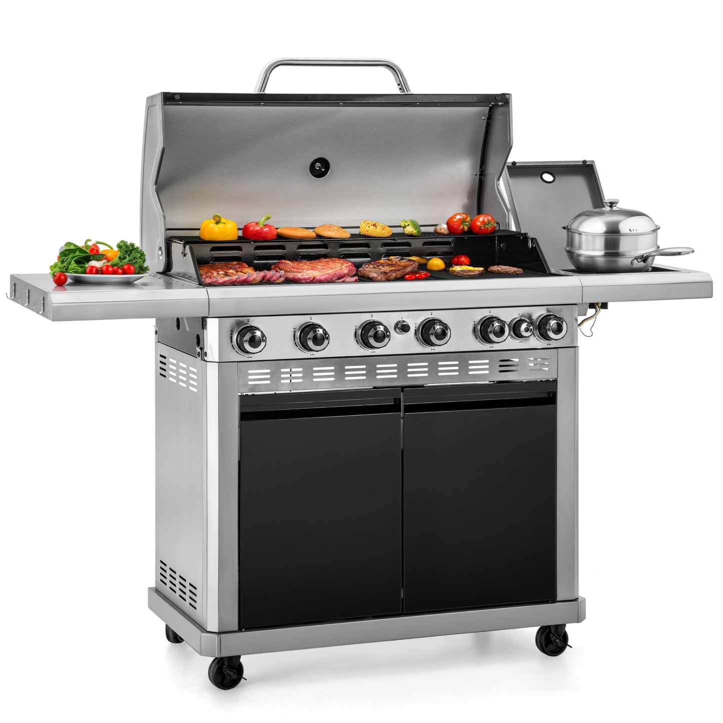Captiva Designs Propane Gas Griddle Grill Combo with Enameled Cast Iron – 696 SQIN Cooking Area