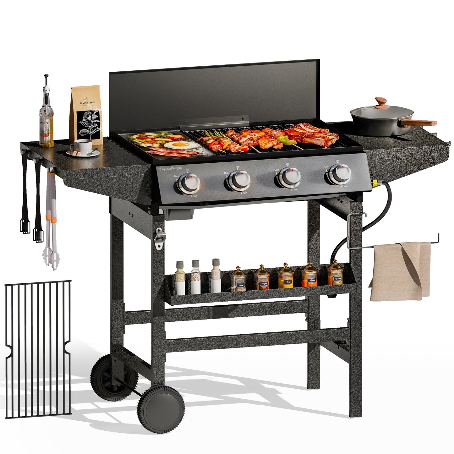 Garden GROTTO 3-in-1 All-in-One Propane Grill, 482 Sq. In. Cooking Area, 52,000 BTU