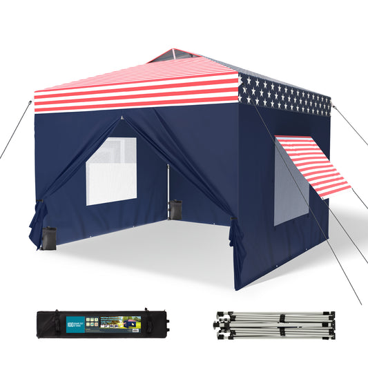 Captiva Designs 10’x10’ Pop-Up Canopy Tent with Sidewalls – Easy Setup, Waterproof, and Ventilated for Outdoor Events and Parties